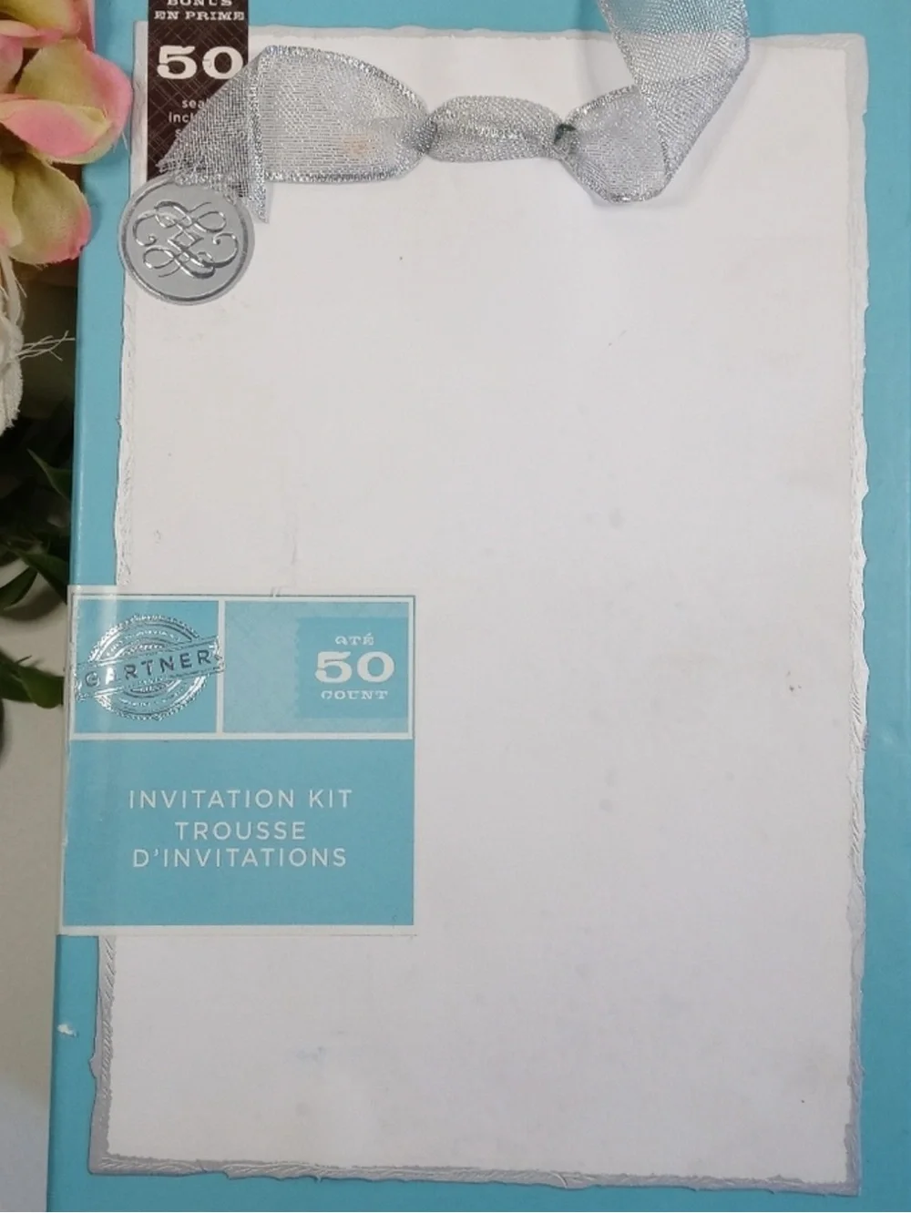 Gardner Studios White Silvery Edges Party Wedding Invitations  (50 Count) New